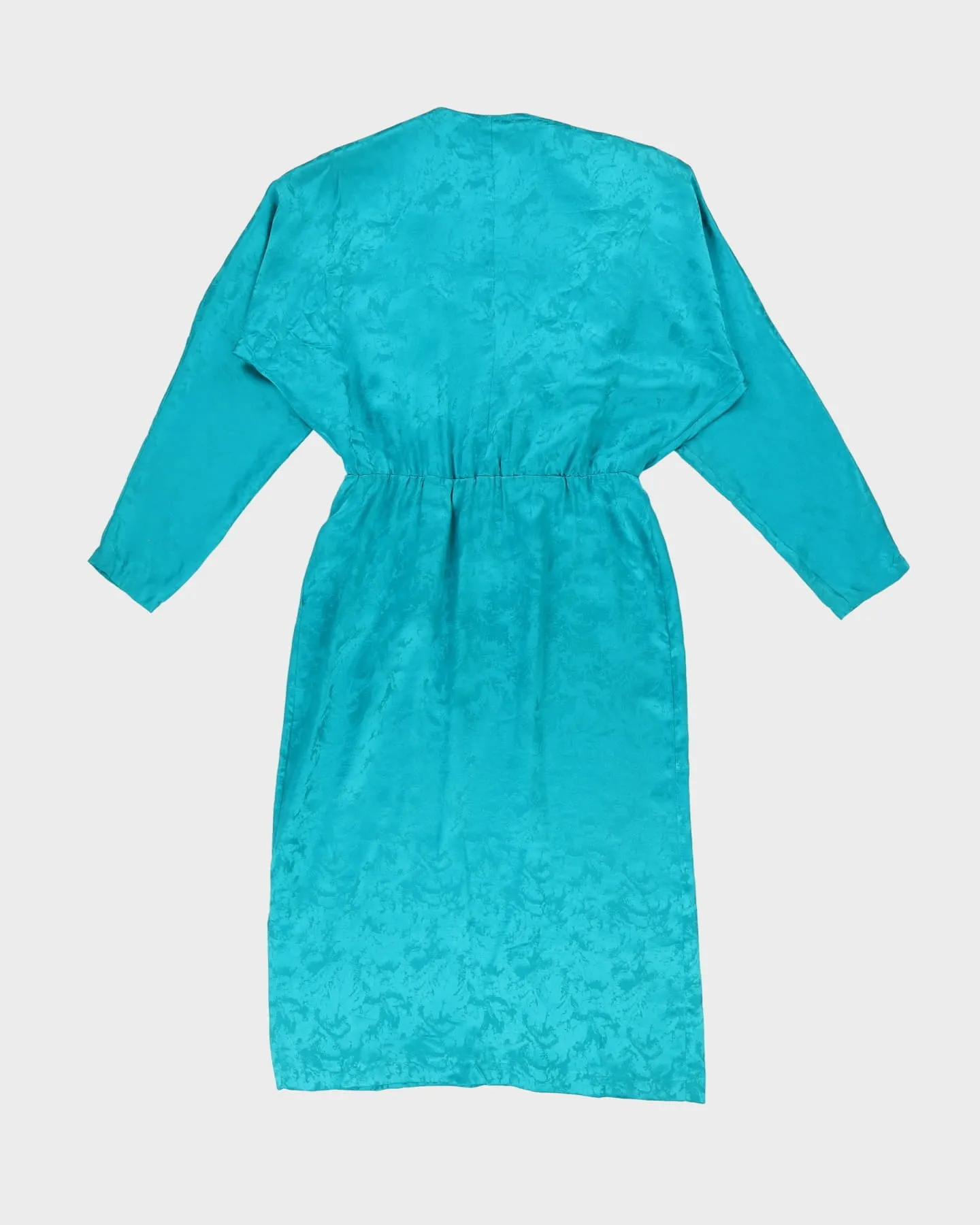 00s Aqua Blue Silk Jacquard Dress - M