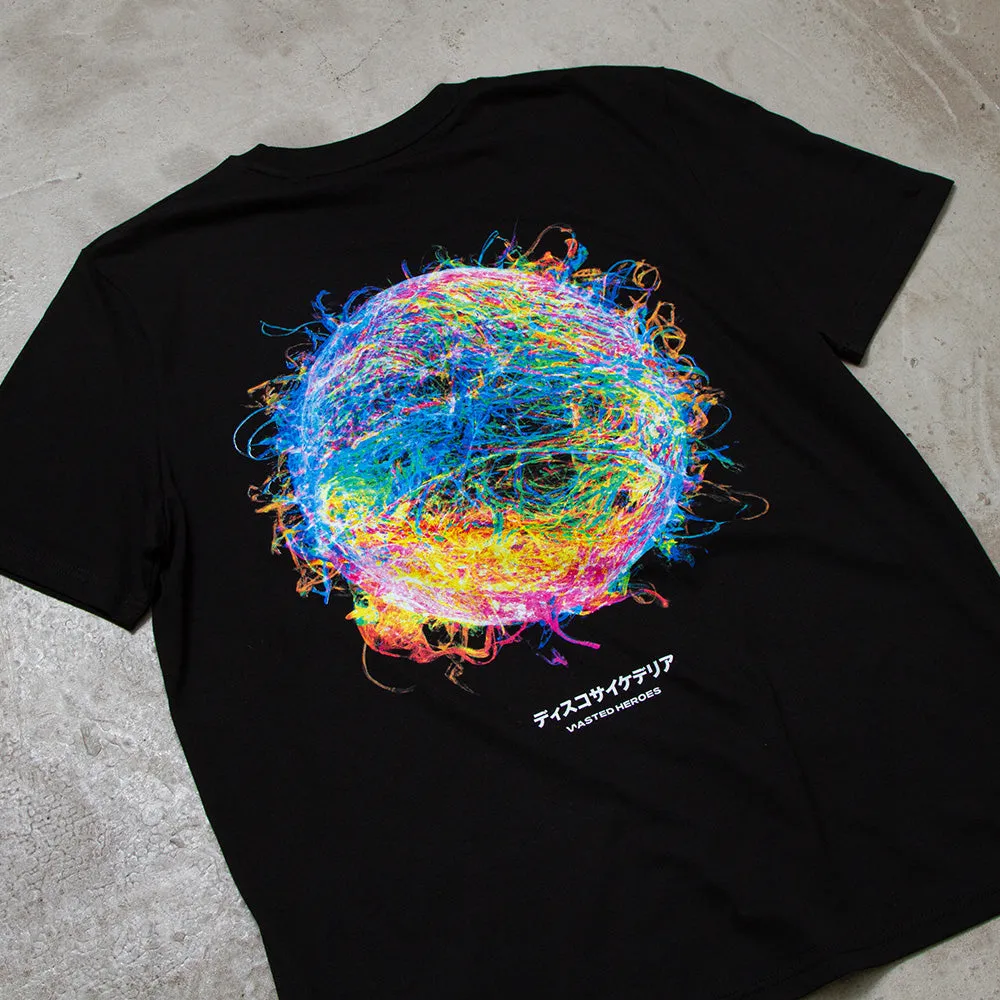 038 Disco Psychedelia Back Print - Tshirt - Black