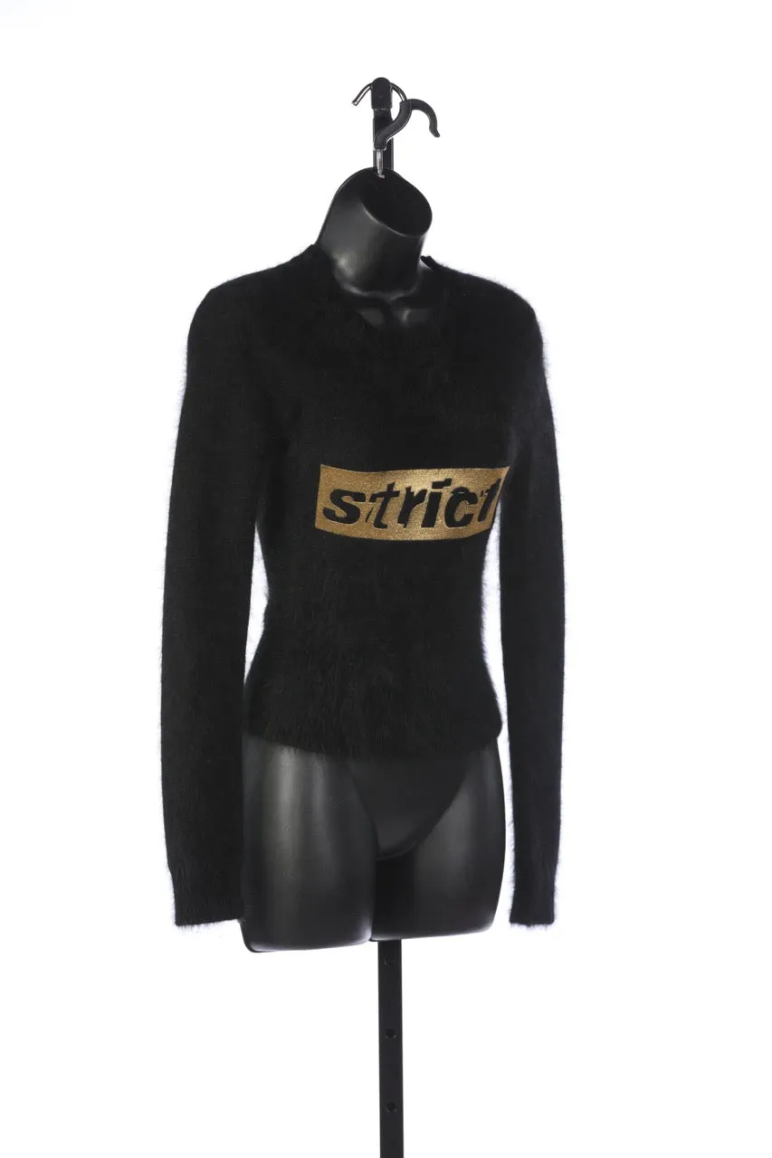 Alexander Wang Angora Fur Black & Gold "Strict" Sweater