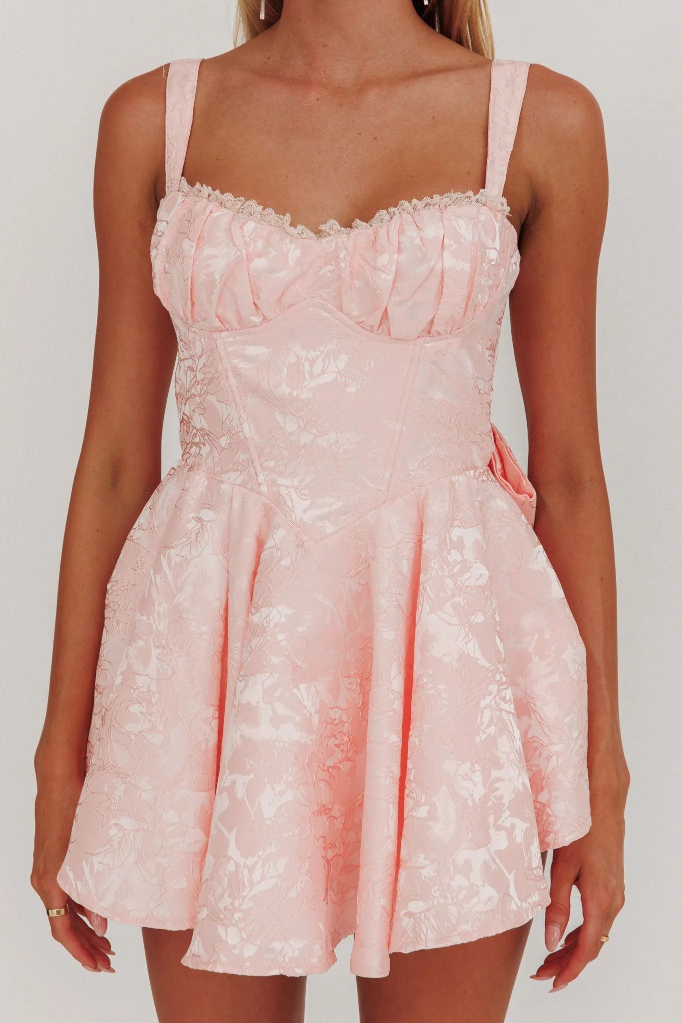 Pink Jacquard Bow Romper - All Yours