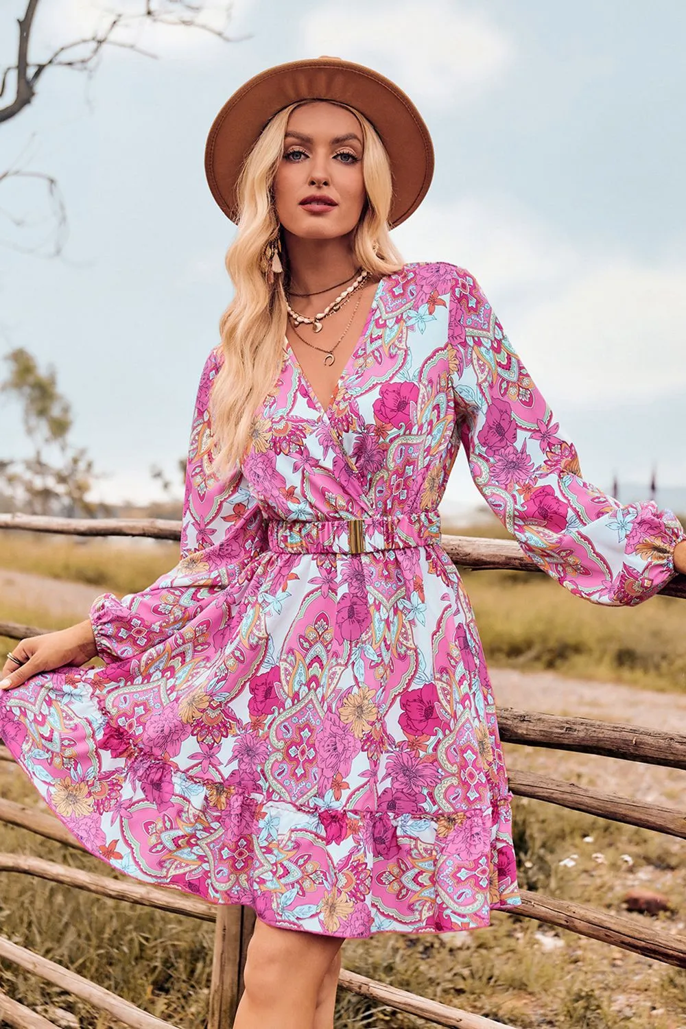 *APP EXCLUSIVE* Fall FLoral Wrap Dress