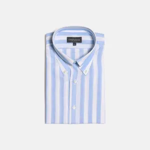 Button Down Shirt in Wide Blue Stripe