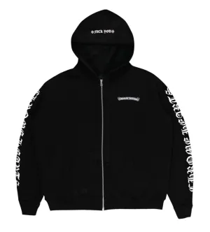 Chrome Hearts 'Scroll Logo' Black Zip Up Hoodie