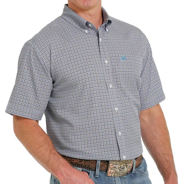 Cinch Men's Button Down Short Sleeve - Geometric Print