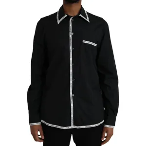 Dolce & Gabbana Black Collared Long Sleeve Cotton Casual Shirt