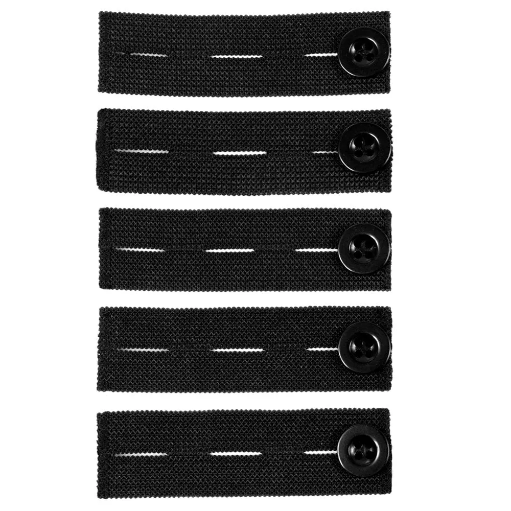 Elastic Waist Extender For Black Shorts & Pants (5-Pack In Black) - Strong