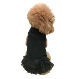 Frilly Tutu Sweater Dog Dress Black