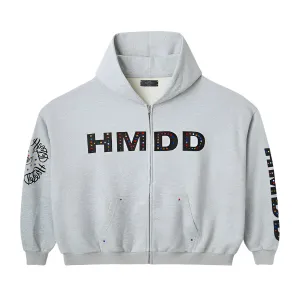 HMDD Chimstone Heather Grey Zip Up Hoodie