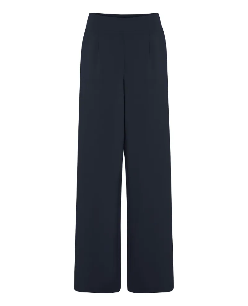 Ichi Kate Navy Long Wide Leg Trousers