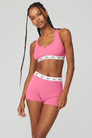 Icon Ribbed Henley Bra - Pink Fuchsia