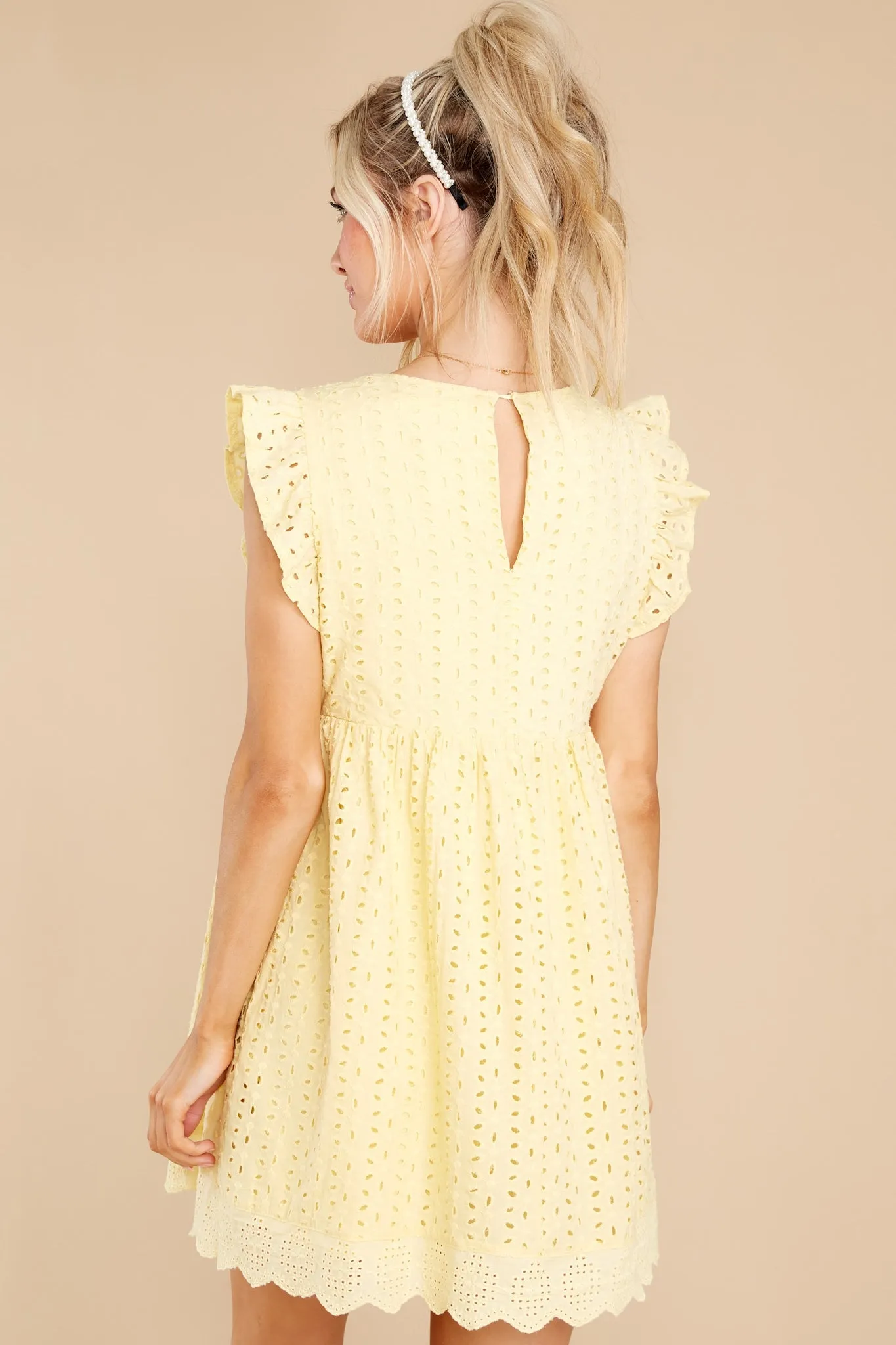 Keep A Secret Soft Yellow Romper Dress