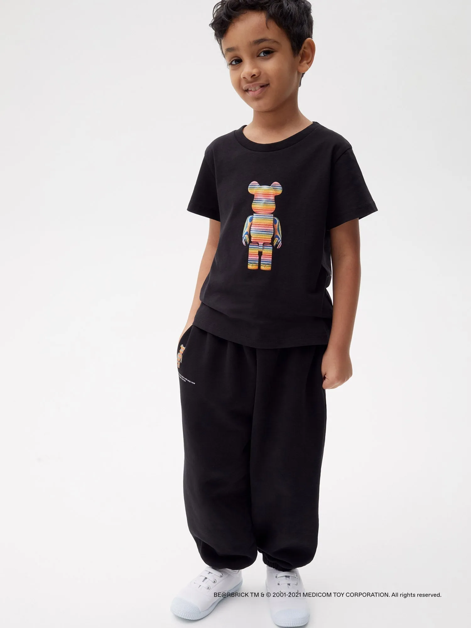 Pangaia x Haroshi BE@RBRICK™ Kids Track Pants—black