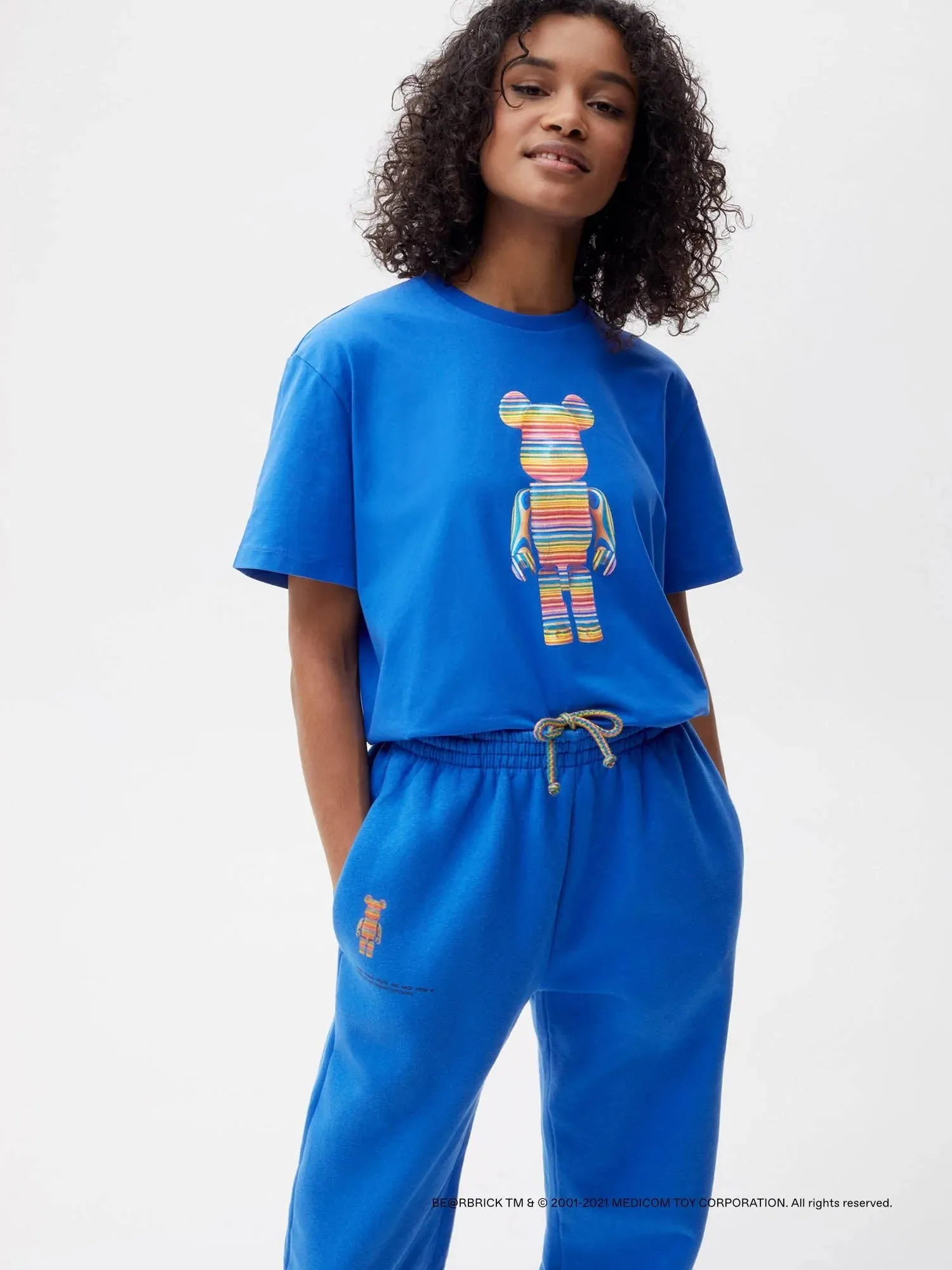 Pangaia x Haroshi BE@RBRICK™ Recycled Cotton Track Pants—cobalt blue