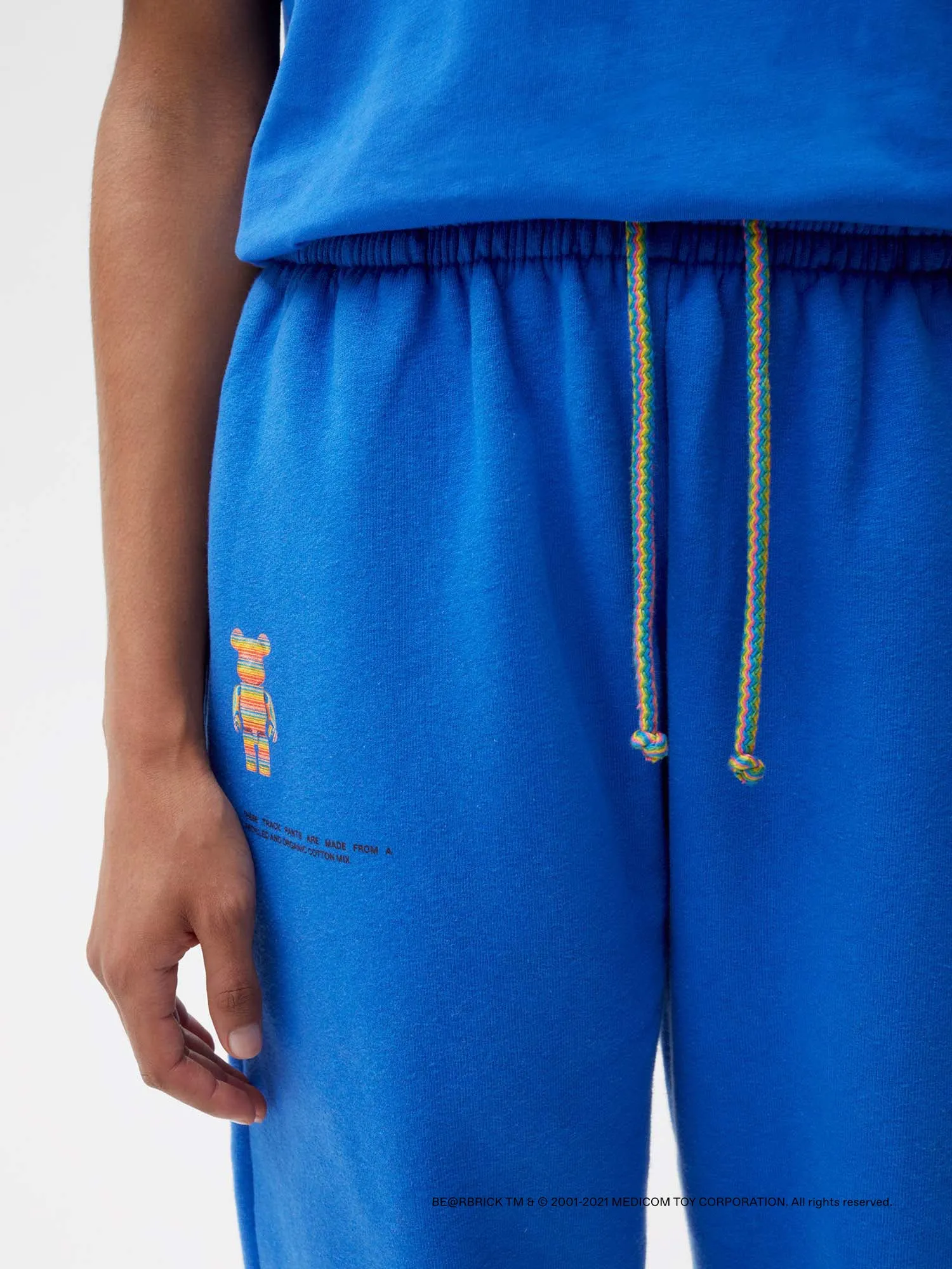 Pangaia x Haroshi BE@RBRICK™ Recycled Cotton Track Pants—cobalt blue