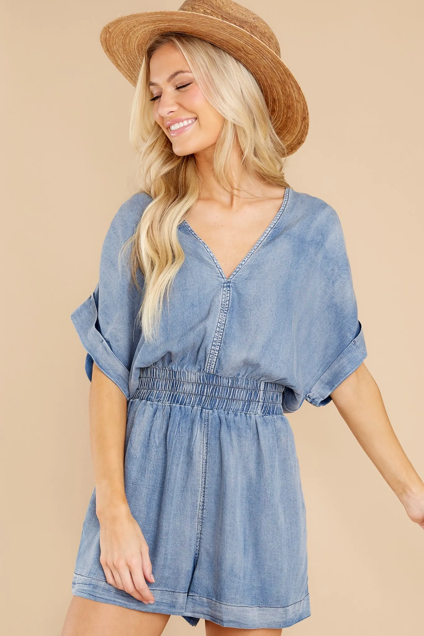 Play It Up Chambray Romper