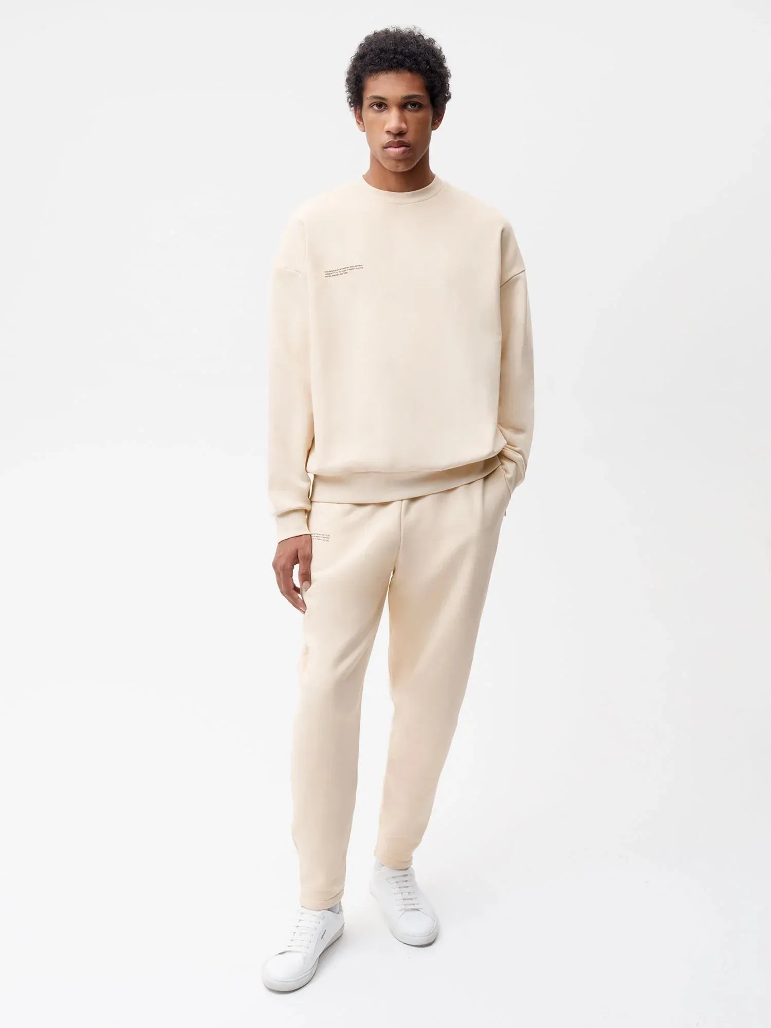 Recycled Cotton Tapered Track Pants—sand