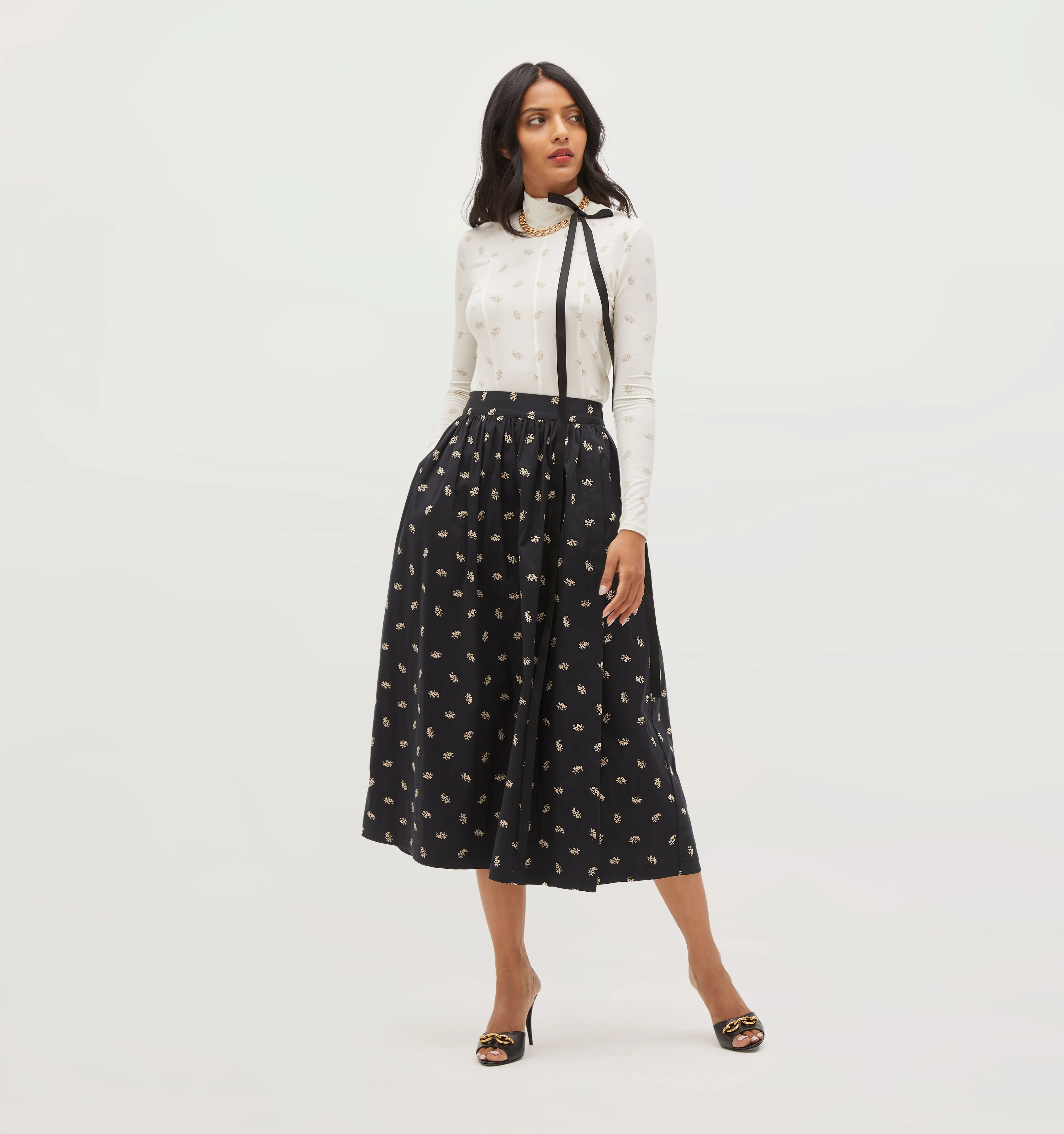 The Krista Skirt - Khaki Autumn Paisley