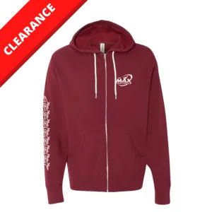 Unisex Zip-Up Burgundy Hoodie