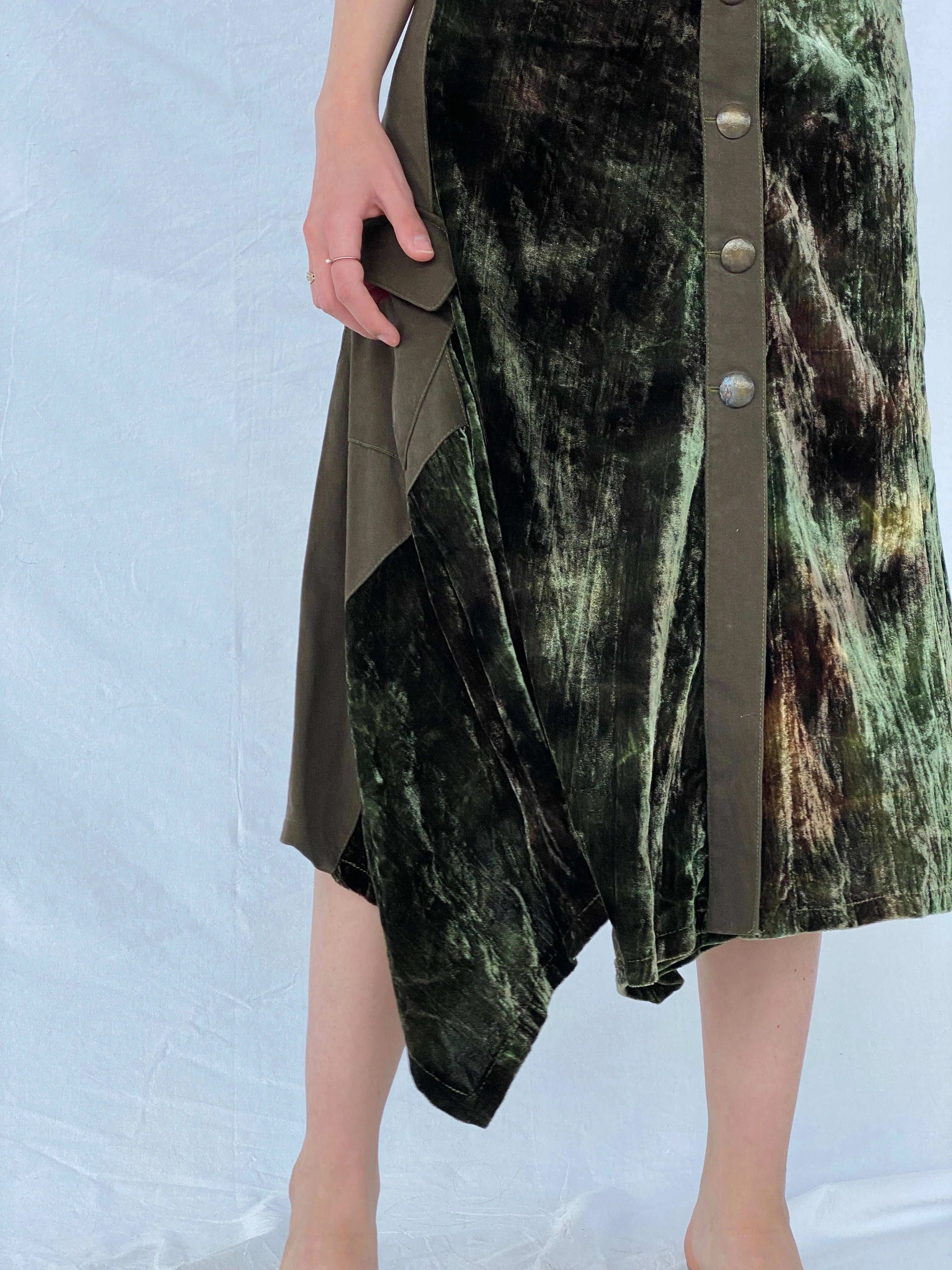 Vintage 90s TUZZI Velvet Asymmetrical Midi Skirt - Size M