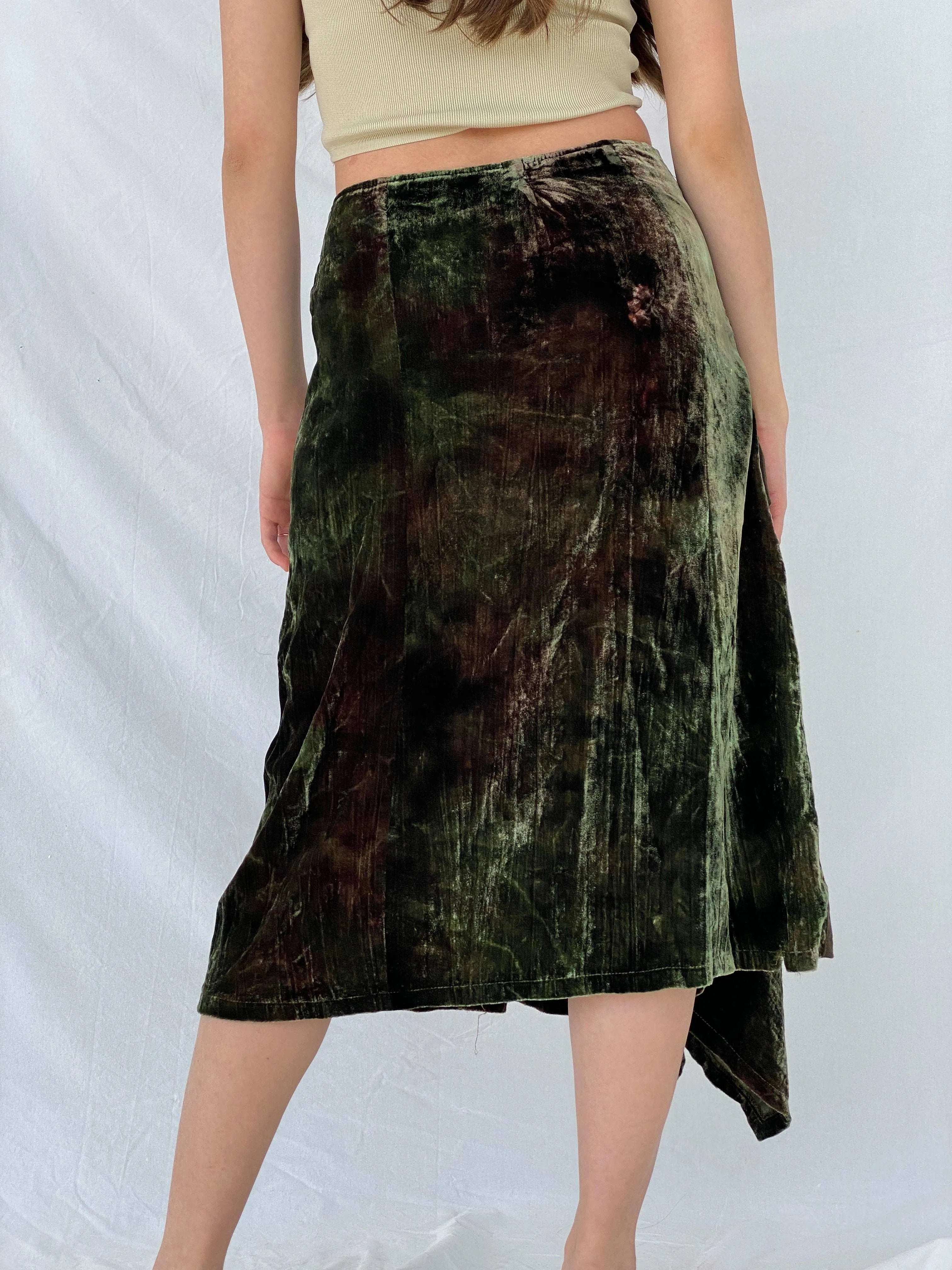 Vintage 90s TUZZI Velvet Asymmetrical Midi Skirt - Size M