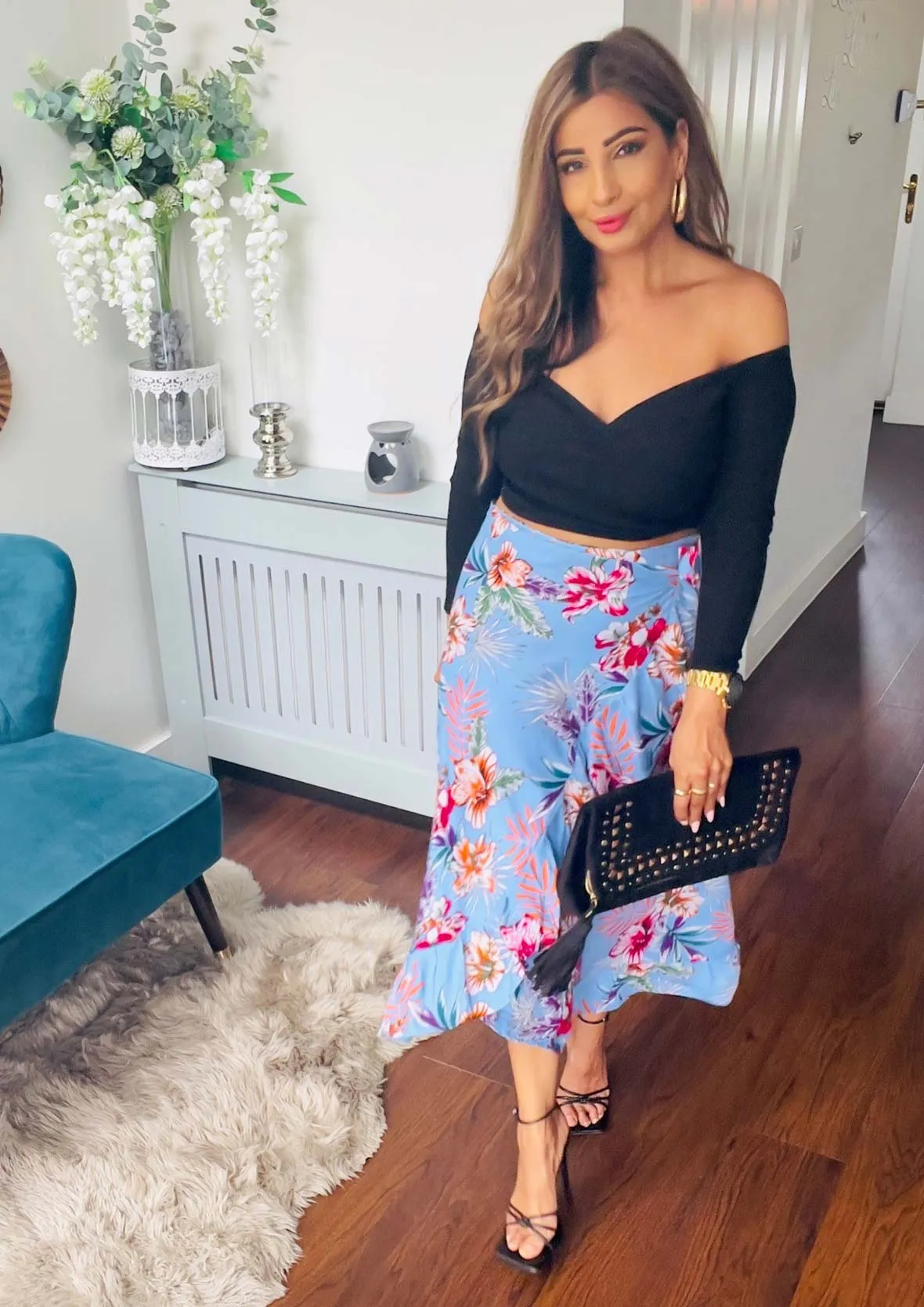 Wrap Front Floral Skirt